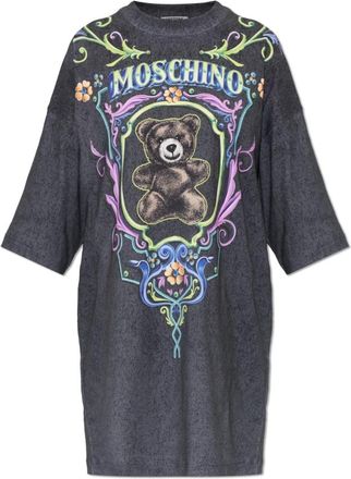 Moschino Jurk Met Print - Dames - Korte kleedjes - Grijs - S - Katoen - Kleedjes