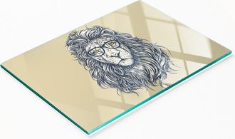 OEM Tabla De Cocina De Vidrio Duradera Y Elegante Con Estampado De Le&oacute;n Hipster De 80x52 Cm