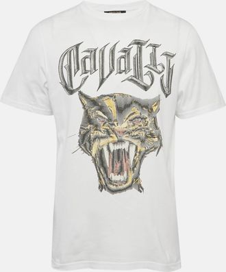 Roberto Cavalli White Big Cat Print Jersey T-Shirt