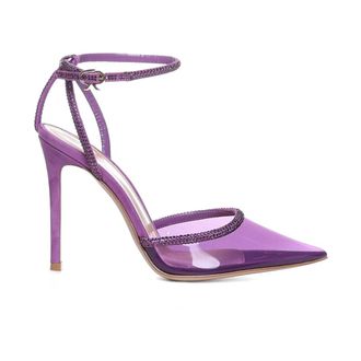 Gianvito Rossi Pointed Décolleté with Plexi Panel and Rhinestone Details