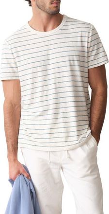 Marine Layer Relaxed Striped Hemp and Cotton T-Shirt in White/mediterranea Stripe at Nordstrom, Size Xx-Large