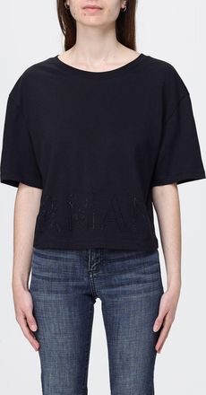 A|X Armani Exchange T-shirt in cotone con logo di strass