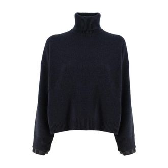 Brunello Cucinelli Dames, Truien, Blauw, Maat: S Wol