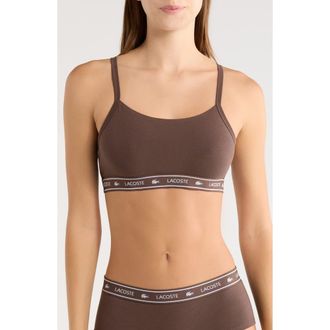 Lacoste Stretch Cotton Bralette in Grume at Nordstrom, Size X-Large