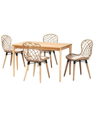 Baxton Studio Sabelle Modern Bohemian Rattan 5Pc Dining Set
