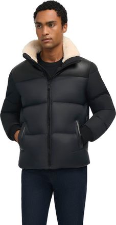 Pajar Rigel Mixed Media Faux Shearling Puffer with Removable Hood in Black at Nordstrom, Size X-Large