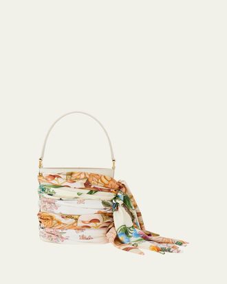 Ferragamo Scarf-Wrapped Leather Bucket Bag