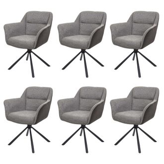Hhg Nunca Usado] Juego De 6 Sillas De Comedor Hhg 659, Silla De Cocina Silla, Posici&oacute;n Autom&aacute;tica Giratoria, Tela Mvg, Imitaci&oacute;n Piel, Gris-gris Oscuro