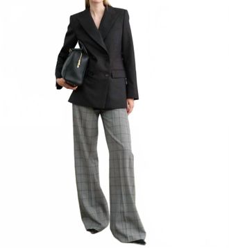Nili Lotan Rivers Relaxed High-Rise Pant In Black Plaid