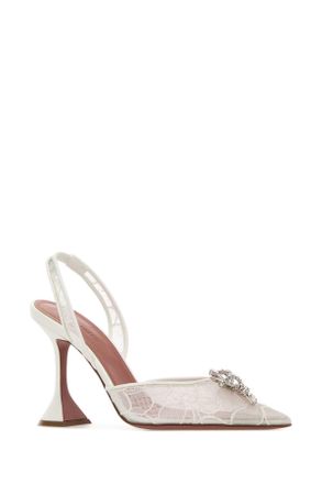 Amina Muaddi Rosielacesling95 Ivory Scarpe Con Tacco High Heel Shoes