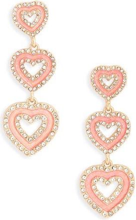Leith Valentines Day Heart Linear Earrings in Pink Multi- Gold at Nordstrom Rack