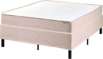 Beliani Divan Bed Beige Polyester Upholstery EU Small Double Size 4ft Without Headboard Pocket Spring Mattress Bedroom COUNTESS