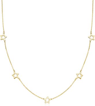 Ross-Simons Italian 10kt Yellow Gold Open-Space Star Station Necklace