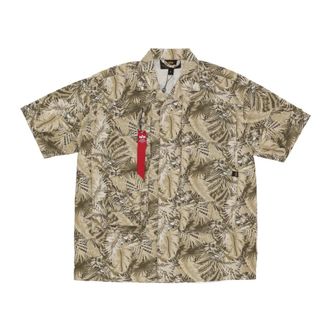 Alpha Industries Sand Camo Safari Shirt Korte Mouw - Heren - Korte mouwen Overhemden - Beige - L - Katoen - Overhemden