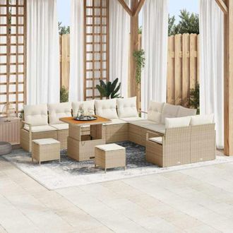 vidaXL Conjunto De Sof&aacute; De Jard&iacute;n Con Coj&iacute;n 13 Pcs Beige Polirat&aacute;n Vidaxl