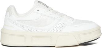 Fessura Witte leren en stoffen sneakers - Dames - Sneakers - Wit - 43 EU - Schoenen