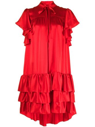 Adam Lippes Shiftjurk met fladdermouwen - Rood