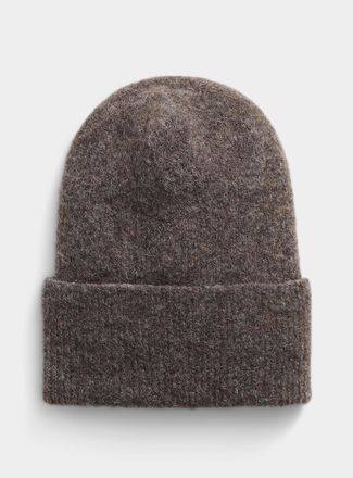 Simons Womens Fuzzy-knit alpaca Tuque HatExclusive collection from Italy