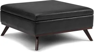 Simpli Home Owen 36In Mid Century Modern Square Coffee Table Storage Ottoman