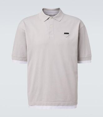 Prada Layered cotton pique polo shirt