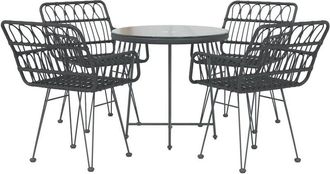 vidaXL Vidaxl - Juego De Comedor De Jard&iacute;n 5 Piezas Rat&aacute;n Sint&eacute;tico Negro