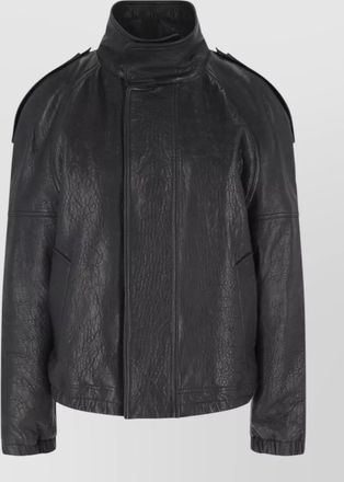 Saint Laurent lamb leather high-neck oversized jacket