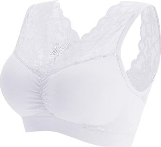 Generic Ladies Bras Underwired,Womens Cotton Full Coverage Floral Lace Underwired Bra Wide Strap Plus Size Padded Comfort Bras Supportive Mesh Crossover Bra P