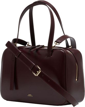 A.P.C. Womens Virginie Box Top Handle Bag Burgundy Calfskin
