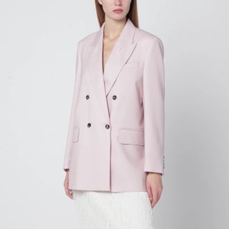 Max Mara Giacca doppiopetto beige rosato in misto lana
