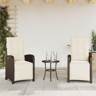 vidaXL Sillones Reclinables Jard&iacute;n Y Reposapi&eacute;s 2 Uds Rat&aacute;n Pe Marr&oacute;n Vidaxl