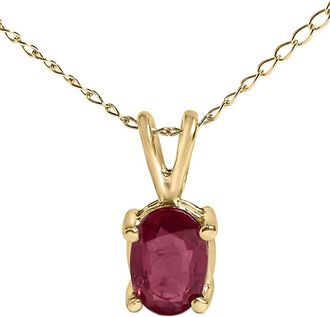 House of Brilliance Haus Of Brilliance Colorful Gemstones 14K 0.60 Ct. Tw. Ruby Pendant Necklace