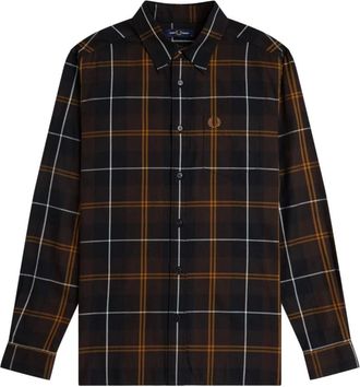 Fred Perry Camicia in twill di puro cotone con stampa tartan tenue - - Shirts - Uomo - Multicolore - M