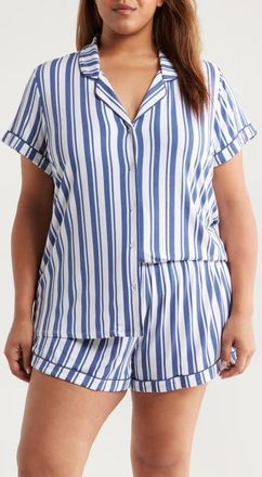 Nordstrom Moonlight Eco Short Pajamas in Blue Leisure Stripe at Nordstrom, Size 1X