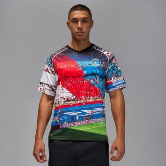 Nike Jordan Nike Mens Paris Saint-Germain Jersey Top in Black | HV3419-010