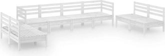 vidaXL 8 Piece Garden Lounge Set White Solid Pinewood vidaXL