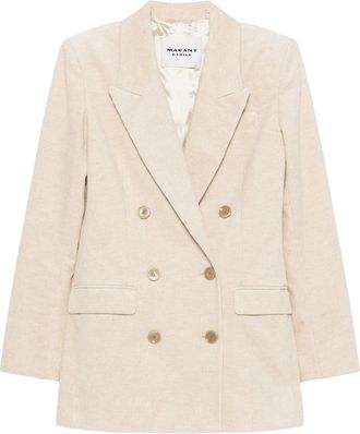 Isabel Marant Double-Breasted Blazer with Textured Fabric and Padded Shoulders