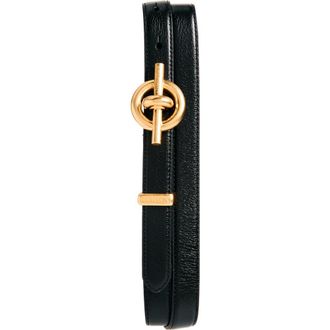 Balmain T-Bar Leather Belt in 0Pa Black at Nordstrom, Size 100