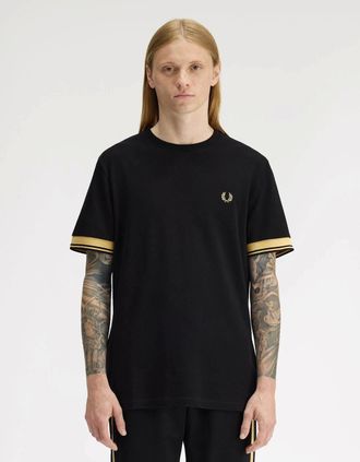 Fred Perry Mens Fred Perry Mens Twin Tipped Cuff T-Shirt - Black/Champagne 90A - Size: 40