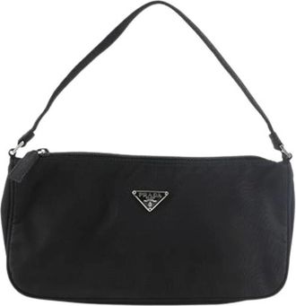 Prada Pre-owned Shoulder Bags, female, Black, Size: ONE SIZE Pre-owned Nylon Shoulder Bag