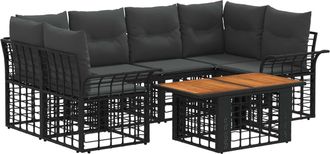 vidaXL Conjunto De Sof&aacute;s De Jard&iacute;n 7 Uds. Negro Y Gris Oscuro Vidaxl