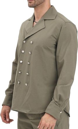 Yes London Military Green Wool Polyester Elastane Shirt