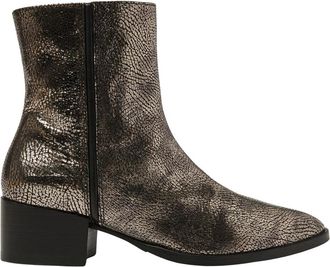 VIA VAI Rose Baker Enkellaarsjes - Dames - Laarzen met Hak - Grijs - 36 EU - Leer - Schoenen
