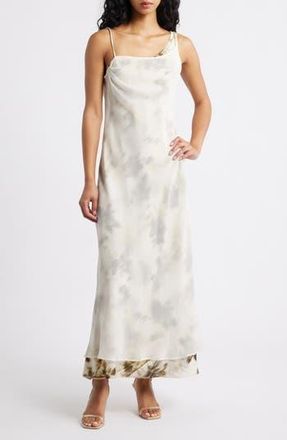 Topshop Halter Satin Cocktail Dress in Ivory/Medium Green at Nordstrom Rack, Size 10 Us (Fits Like 10-12)