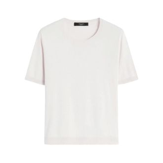 Max Mara Round-neck Knitwear, female, White, Size: S Maglia Wkdgabarra