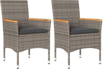 vidaXL Vidaxl - Sillones de jardín con cojines 2 uds ratán sintético gris