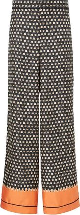 Fendi Zijden broek met print - Dames - Wijde Broeken - Veelkleurig - S - Broeken