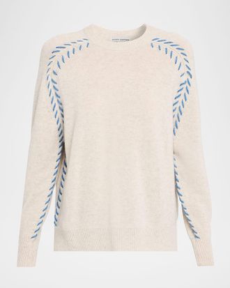 Autumn Cashmere Stitched Saddle-Sleeve Cashmere Sweater