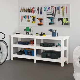 vidaXL vidaXL Banco da Lavoro Bianco 181x50x80 cm in Legno Massello di Pino