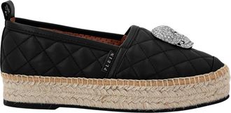 Philipp Plein Schoenen, Dames, Zwart, 36 EU, Leer, Nappa Espadrillas Skull