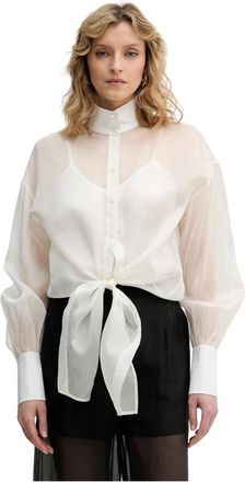 Karl Lagerfeld Transparante Zijden Blouse - Dames - Overhemden - Wit - M - Katoen - Overhemden